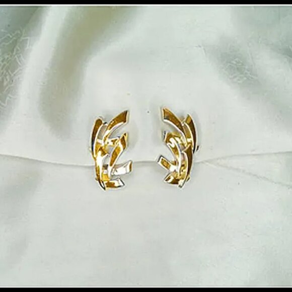 Vintage Coro Pegasus Clip On Earrings MCM 50s Abstract Clipons - Picture 2 of 11